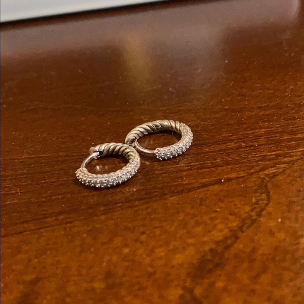 David Yurman Petite Pave Huggie Hoop Earrings